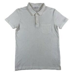 Sunspel England Polo Shirt Short Sleeve Men's XS White 100% Cotton